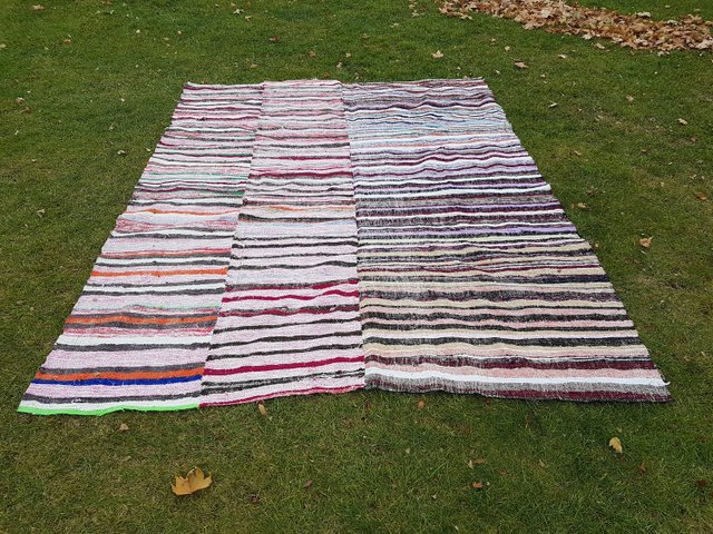 Large Turkish Striped Kilim, 1970s