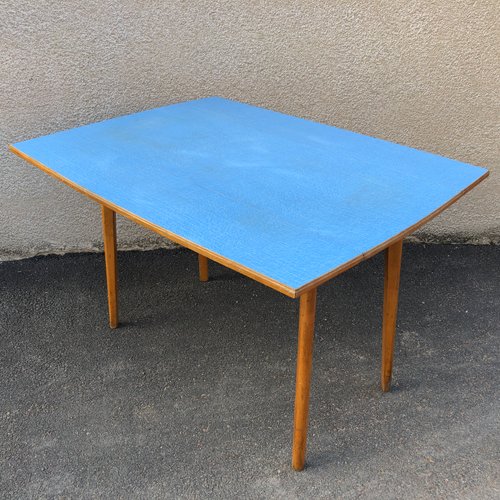 Blue Formica Table, 1952 for sale at Pamono