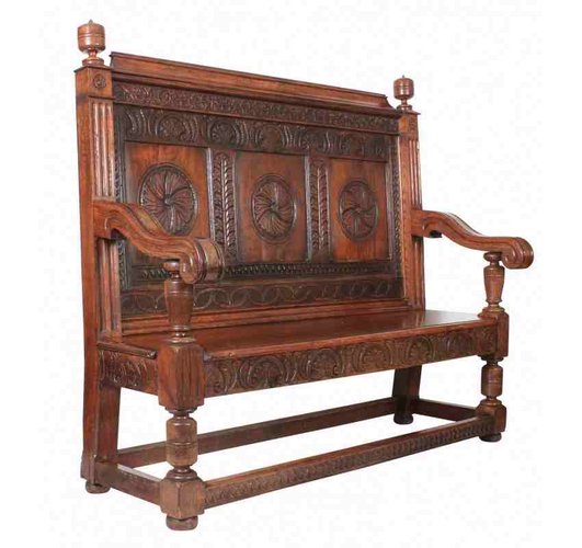 Carved Oak Hall Bench 1880s For Sale At Pamono