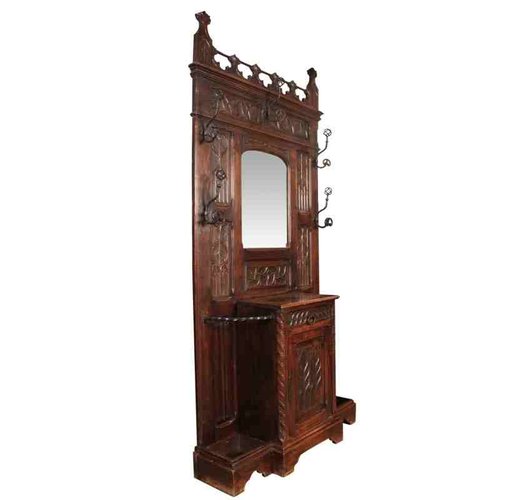 Antique Gothic Oak Hall Stand For Sale At Pamono
