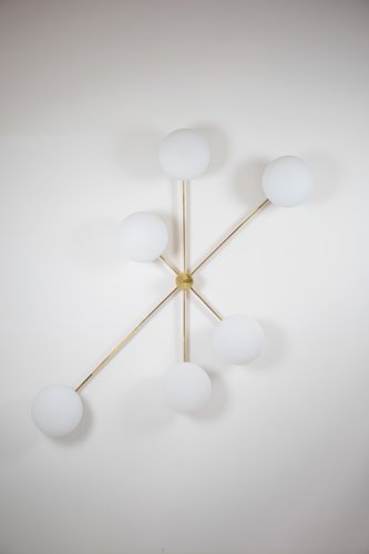 Brass Opaline Glass Stella Tribute Ceiling Or Wall Lamp From