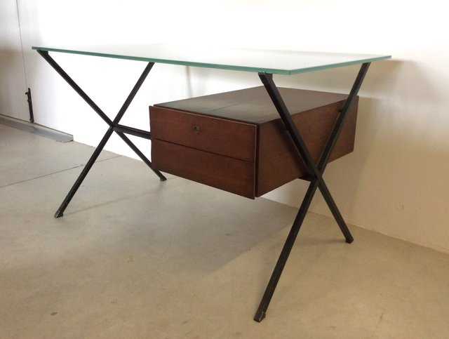 Mid Century Wooden And Glass Desk By Franco Albini