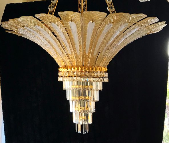 Murano Crystal and Opaline Glass Chandelier by Mazzega Murano Crystal and Opaline Glass Chandelier by Mazzega