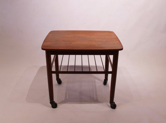 Danish Teak Side Table On Wheels 1960s For Sale At Pamono