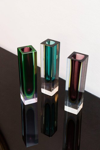 Vases en Verre de Murano par Flavio Poli pour Seguso, 1960s, Set de 3 Vases en Verre de Murano par Flavio Poli pour Seguso, 1960s, Set de 3