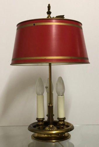 Tole Bouillotte Lamp 1940s, French Bouillotte Lamp