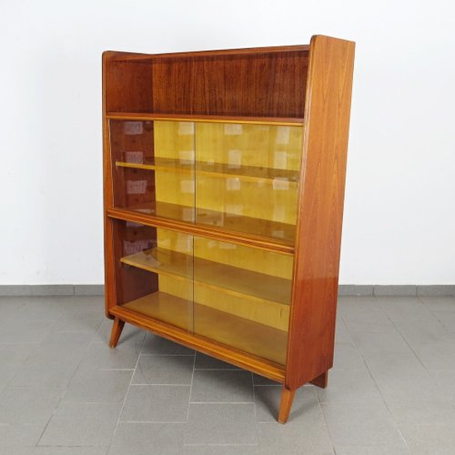 Vintage Bookcase With Glass Doors From Tatra