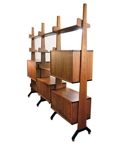 Mid Century Teak Double Sided Bookshelf By Vittorio Dassi 1960s