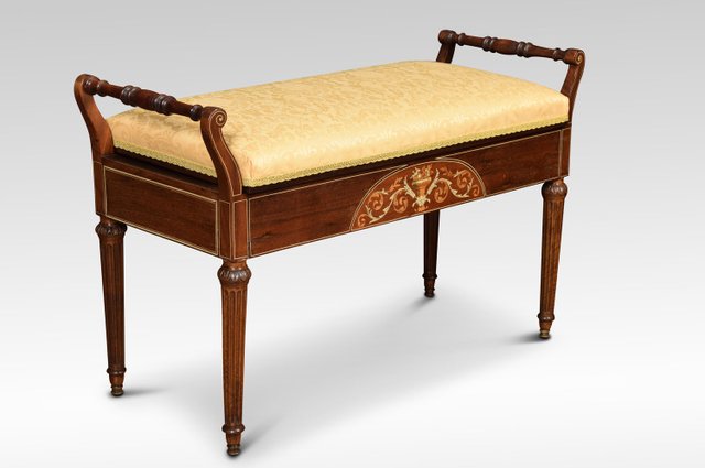 Late 19th Century Mahogany Inlaid Bench For Sale At Pamono