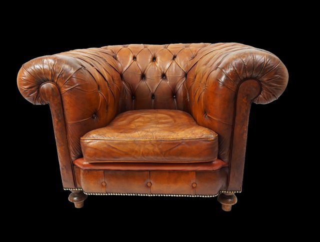 Vintage Leather Chesterfield Armchair 1940s