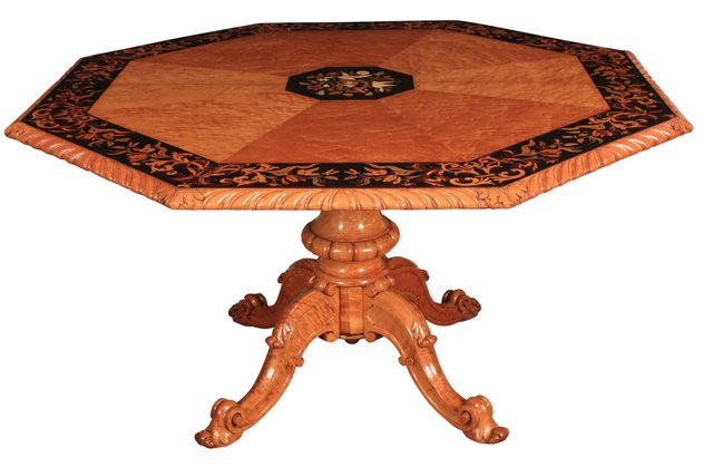 Octagonal Marquetry Inlaid Birds Eye Maple Centre Table 1860s For Sale At Pamono