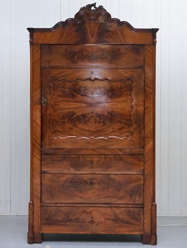 Antique Victorian Walnut Drinks Cabinet With Internal Light For