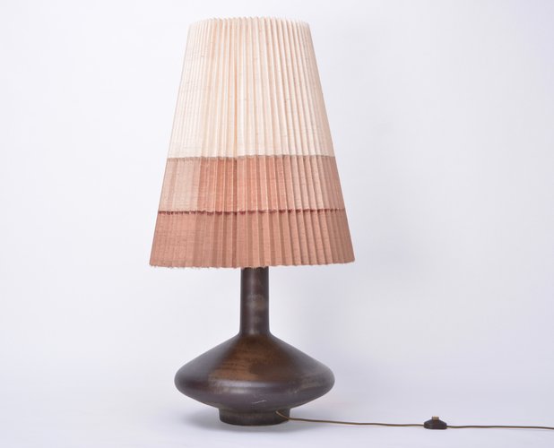 Vintage Ceramic Floor Lamp With Circular Base 1970s