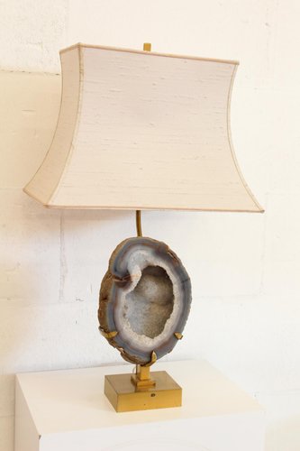 Vintage Lampe aus Messing & Achat von Willy Daro Vintage Lampe aus Messing & Achat von Willy Daro
