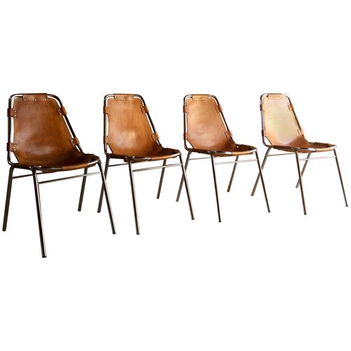 Les Arcs Leather Dining Chairs By Charlotte Perriand For Cassina