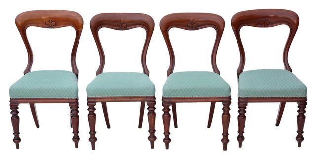 Antike viktorianische Esszimmerstühle aus Mahagoni, 4er Set bei Pamono
