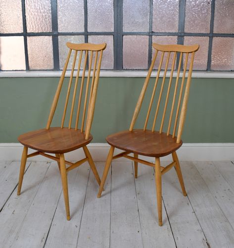 369 Goldsmith Blonde High Back Dining Chairs From Ercol 1950s