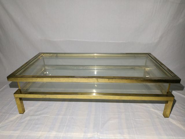 Glass Metal Coffee Table 1970s