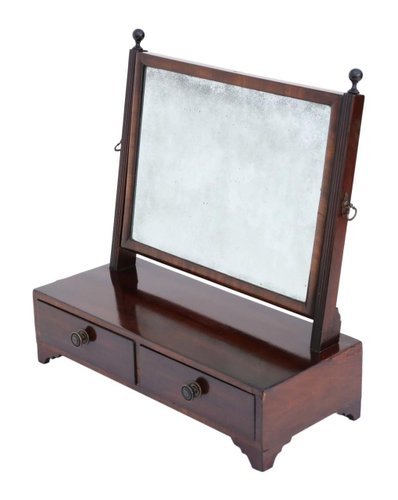 Antique Georgian Mahogany Swing, Antique Table Mirror With Stand