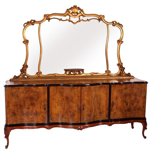 Venetian Carved Walnut And Burl Mirrored Sideboard From Testolini Salviati 1900s For At Pamono Burl Walnut Mirrored Sideboard, Small Venetian Mirrored Sideboard