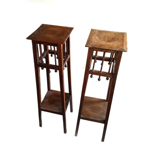 Antique Arts Crafts Wooden Plant Stands Set Of 2 For At Pamono Antique Arts Crafts Wooden Plant