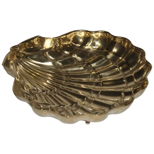 Large Embossed Brass Shell Bowl, 1950s for sale at Pamono