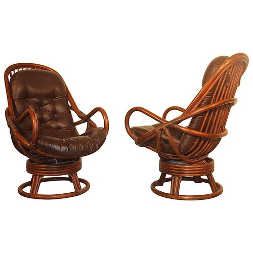 Vintage rattan online swivel rocker chair
