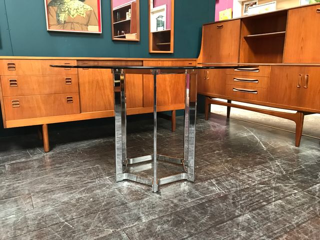 Vintage Chrome And Smoked Glass Dining Table By Richard Young For Vintage Chrome And Smoked Glass Dining Table By Richard Young For Merrow Associates At Pamono