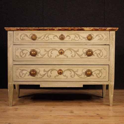 Louis Xvi Style Italian Lacquered Painted Dresser 1950s For