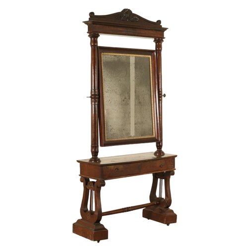 Antique Italian Walnut Cheval Mirror For Sale At Pamono