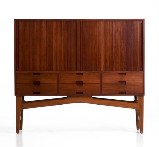 Sideboard aus Teak mit Rollfront von Erik Wørts, 1960er bei Pamono kaufen