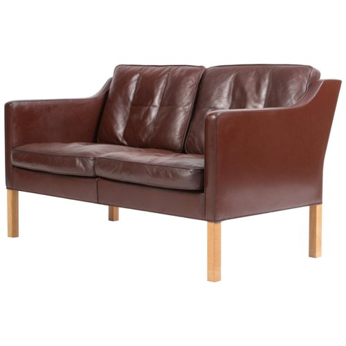 Brown Leather Oak 2 Seater Sofa By Børge Mogensen For Fredericia 1960s Brown Leather Oak 2 Seater Sofa By Børge Mogensen For Fredericia 1960s