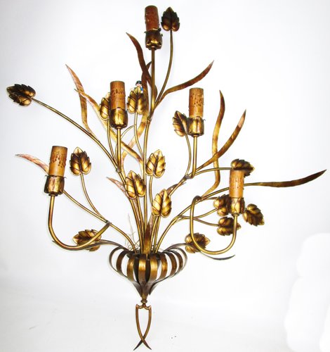 Große goldene Lampe aus Eisen, 1920er bei Pamono kaufen