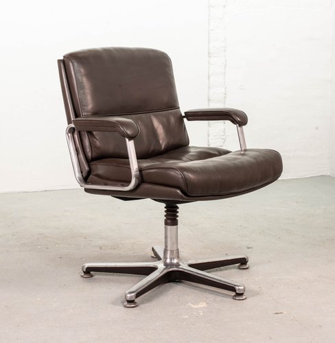 Deep Brown Leather Desk Chairs From Drabert 1970s Set Of 2 For