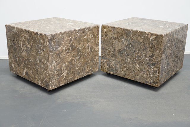 Italian Marble Cube Side Tables 1970s Set Of 2 For Sale At Pamono