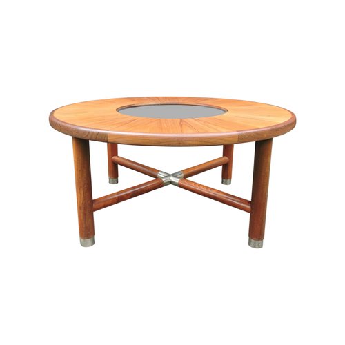 Table Basse Ronde Mid Century En Teck Et Verre De G Plan En Vente Sur Pamono