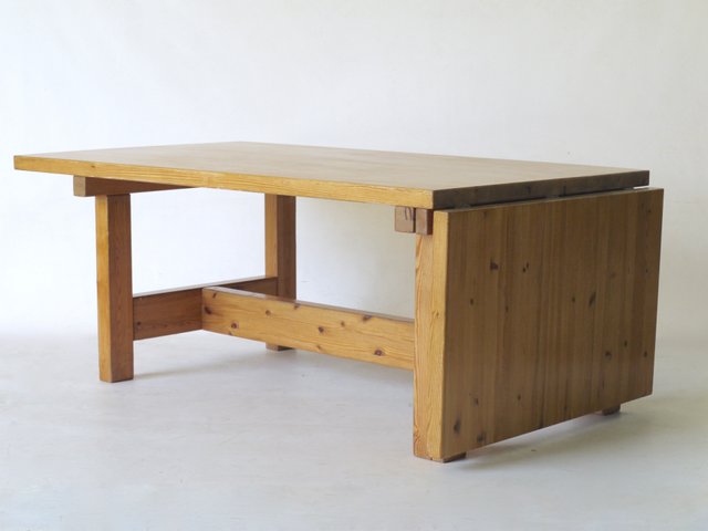 Tavolo Allungabile In Legno Di Pino Massiccio Svezia Anni 70 In