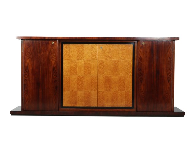 Art Deco Italian Rosewood Birdseye Maple Sideboard For Sale At