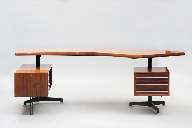 Rosewood T96 Boomerang Desk By Osvaldo Borsani For Tecno 1960s