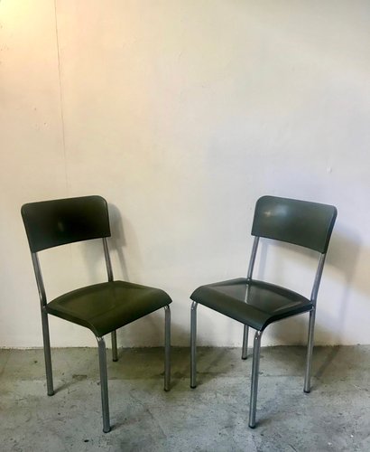 Green Desk Chairs By Rene Herbst 1940s Set Of 2 For Sale At Pamono