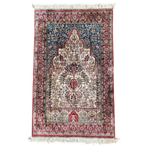 Vintage Pure Silk Turkish Prayer Rug For Sale At Pamono