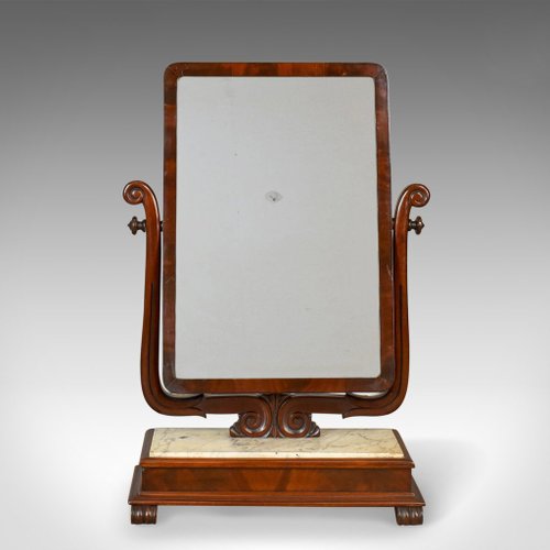 Large Antique Marble Victorian Vanity, Victorian Table Top Vanity Mirror