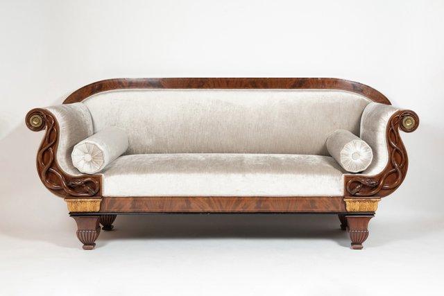 Divano Biedermeier In Velluto Verde E Mogano Meta Xix Secolo In Vendita Su Pamono
