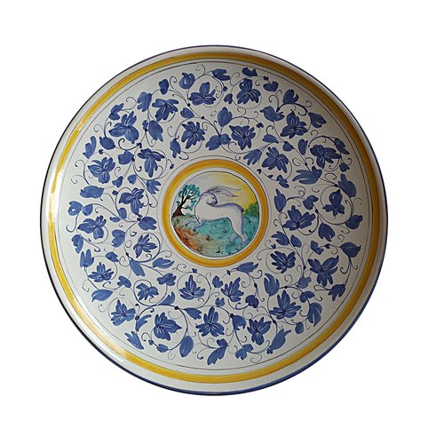 Large Italian Hand Painted Wall Plate or Centerpiece 1980s