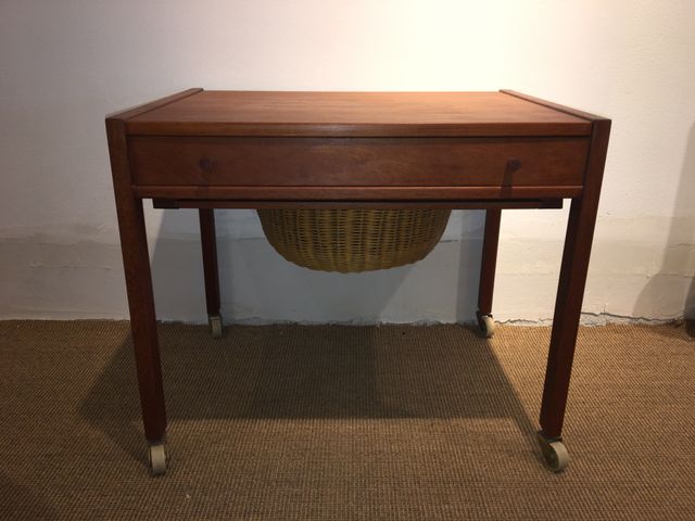 Danish Ash Wood Sewing Table 1960s