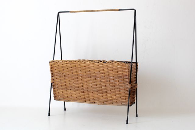 Mid Century Rattan Magazine Rack 1950s For Sale At Pamono