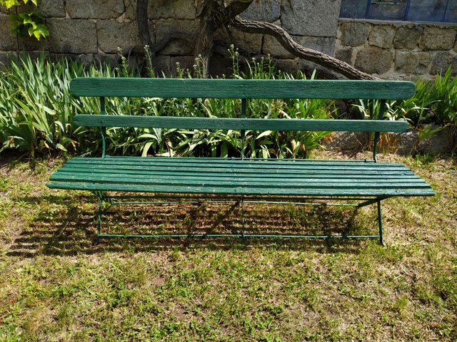 Vintage Rustic Metal And Wood Garden Chair 1920s