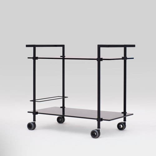 Charcoal Metal Black Glass Pioneer T63s Tea Trolley By Peter Ghyczy For Sale At Pamono