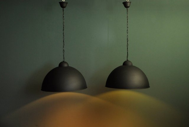 Black Metal Ceiling Lamps 1960s Set Of 2 Black Metal Ceiling Lamps 1960s Set Of 2