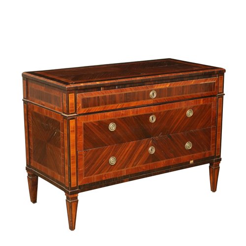 Antique Neo Classical Italian Rosewood And Maple Dresser For Sale